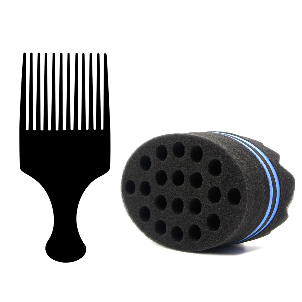 Grote Gaten Spons Voor Haar, Twist Spons, Magische Spons Borstel, Afro Haar Spons Spons Voor Krullen Met Gratis Haar Pick Kam (2 Pack): Licht Groen