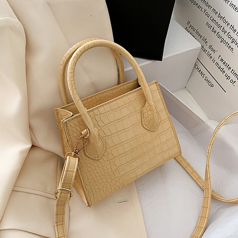 Crocodile modèle PU cuir sacs à bandoulière pour femmes chaîne femme épaule sacs à main Mini sacs à main voyage sac à bandoulière: Jaune