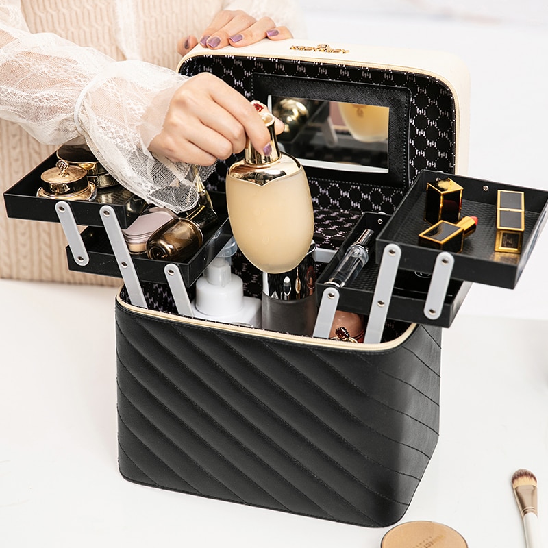 Makeup Bag Toiletry Cosmetic Storage Box Portable travel Make Up Suitcase