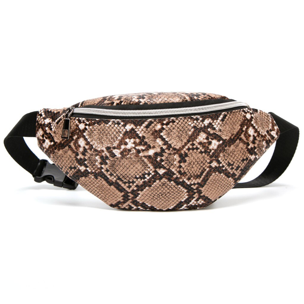 Frauen Taille Pack Serpentin fanny Pack Pu Leder brust Tasche Weibliche Schlange Haut Gürtel Tasche Weibliche Geldbörse Sack: braun