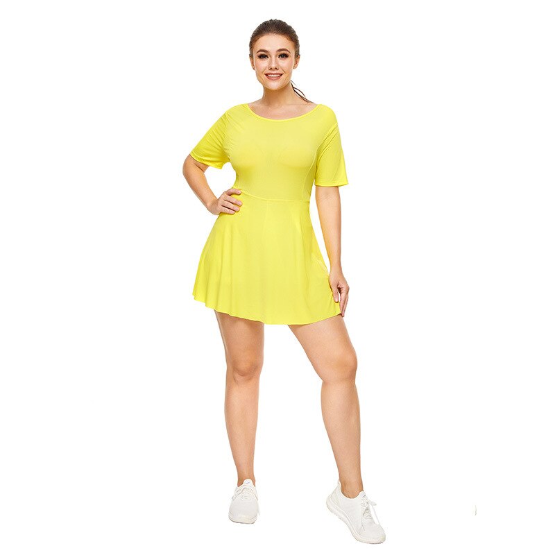 CUGOAO-vestido deportivo de gran tamaño para mujer, ropa deportiva con pantalones cortos, cuello redondo, bádminton, gimnasio, Fitness, talla grande 4XL