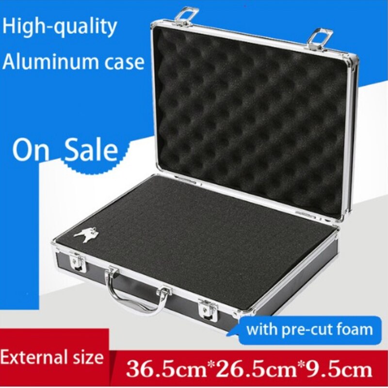 Aluminium Tool Case Koffer Toolbox Wachtwoord Vak Bestand Slagvast Veiligheid Case Apparatuur Camera Case Met Pre-Cut schuim