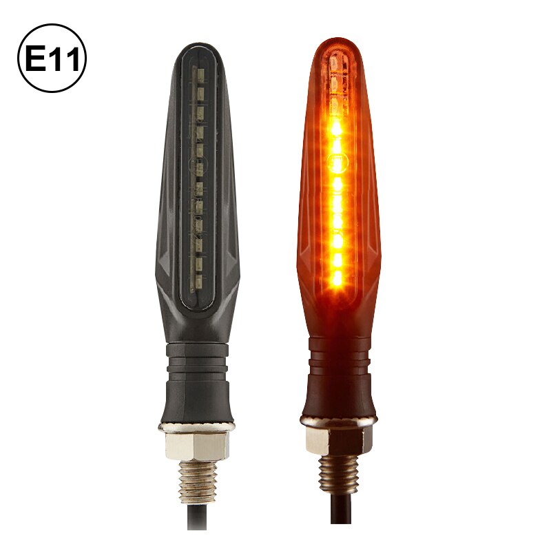 Luz LED de intermitentes E11 para motocicleta, luces traseras de frenado, intermitente de agua fluida, DRL, intermitente, IP68, flexible, 335SMD: 2PCS E11
