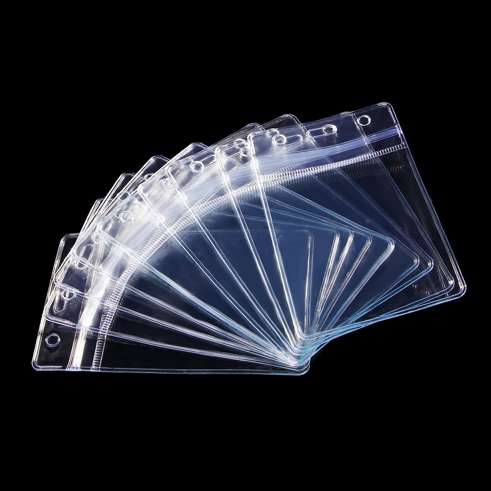 10 Pcs/set Waterproof Vertical Transparent PVC Plastic Clear Zipper ID Card Holder Pocket