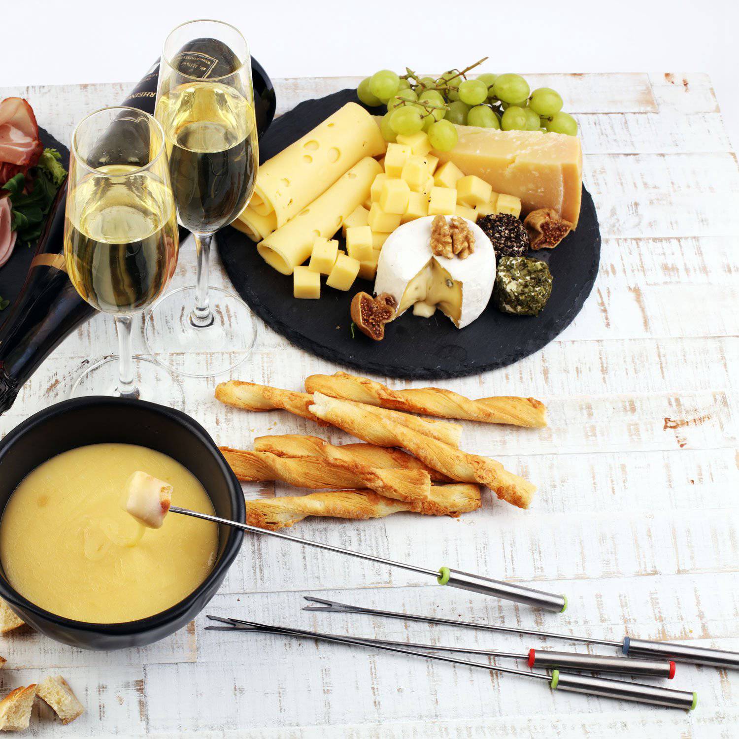 18 peças de aço inoxidável fondue garfos com alça resistente ao calor para queijo chocolate fondue assado marshmallows carne, 9.5 Polegada