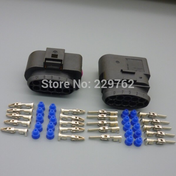 Shhworldsea 10 Pin 1J0973835 1J0973735 Vrouwelijke Mannelijke 3.5 Auto Temp Sensor Plug Deflatie Klep Plug Waterdichte Connector Voor VW: 1sets female male