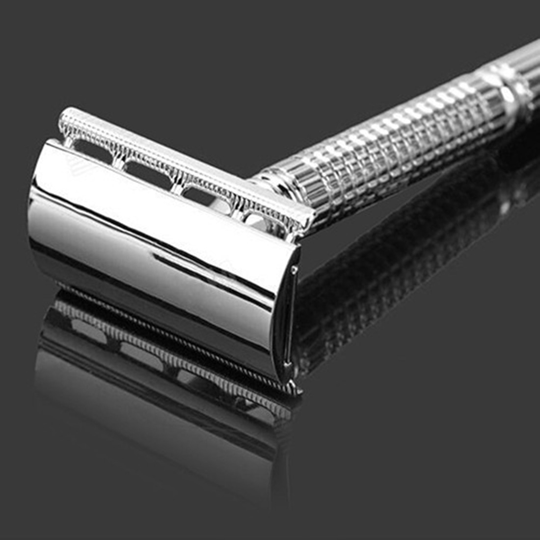 Men's Traditionele Double-Edge Blade Safety Razor Baard Zilveren Manual Scheerapparaat