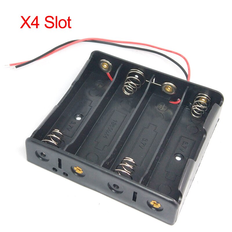 DIY Plastic AA LR6 HR6 Battery Storage Case Clip Holder Container 1X2X 3X 4X 18650 Battery Storage Box Case With Wire Lead Pin: 18650X4 slots