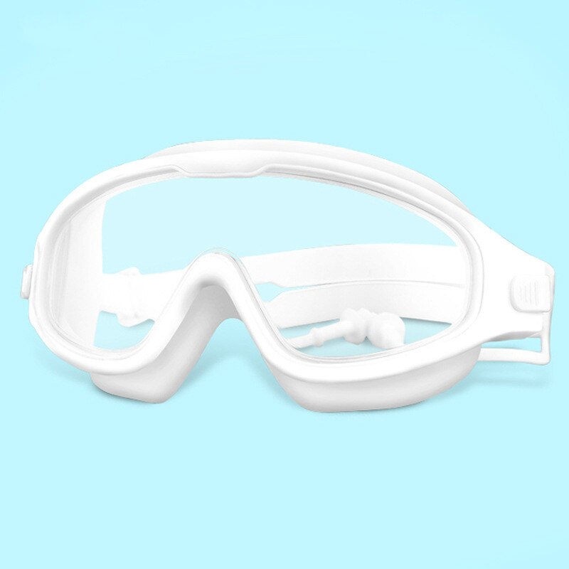 Børns svømmebriller beskyttelsesbriller vandtæt anti-tåge hd svømmebriller piger stor ramme dykkerudstyr: Gennemsigtig hvid