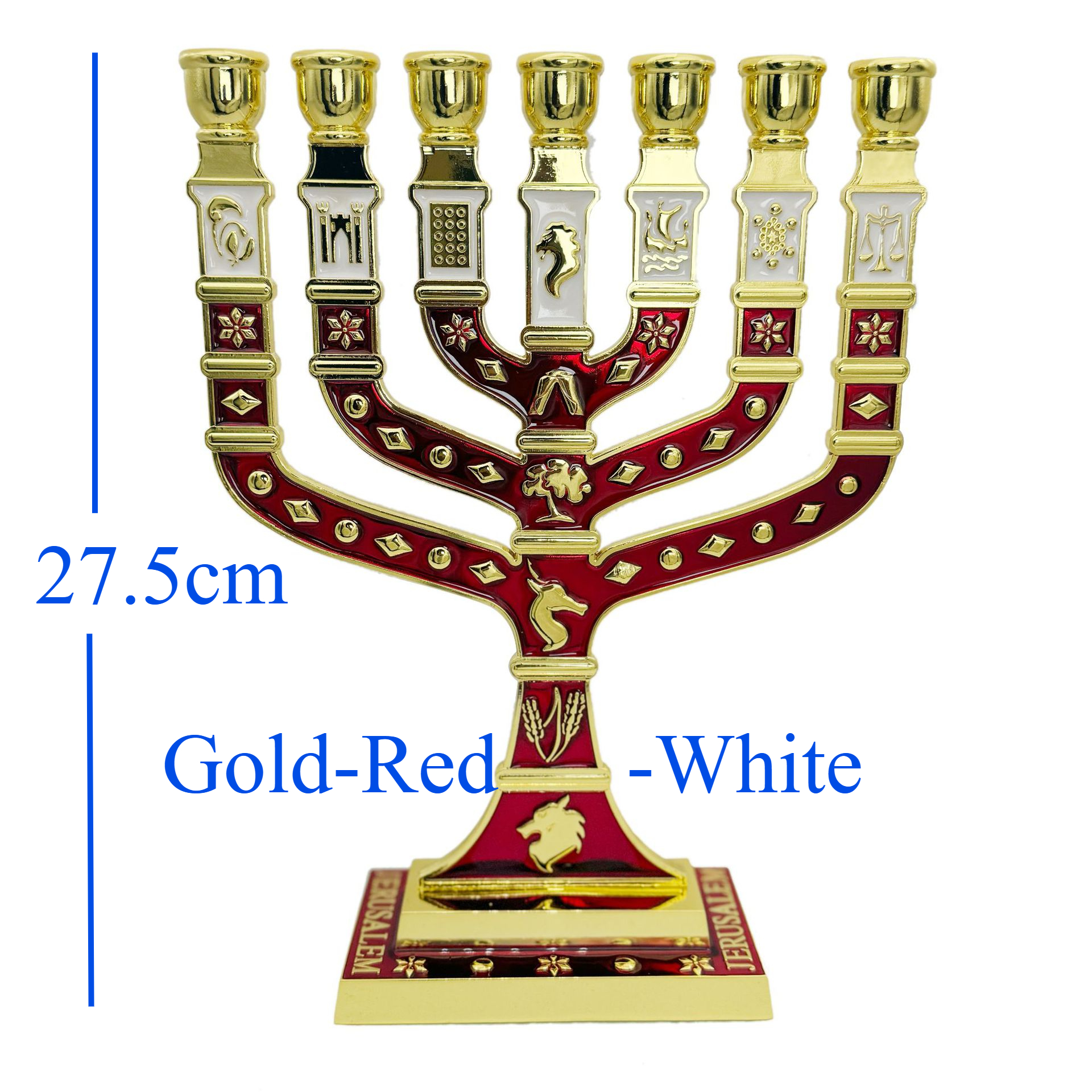 Jødisk 7- armet menorah ,7 ekstra stor lysestage judio lysestage, emblemet for jødedommen og israel lysestage: Sølv