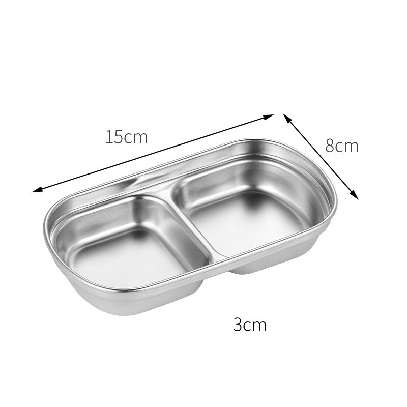 Japanese And Korean Stainless Steel Double Layer Multiple Sizes Plate Flavor Dish Dip: 15x8x3cm