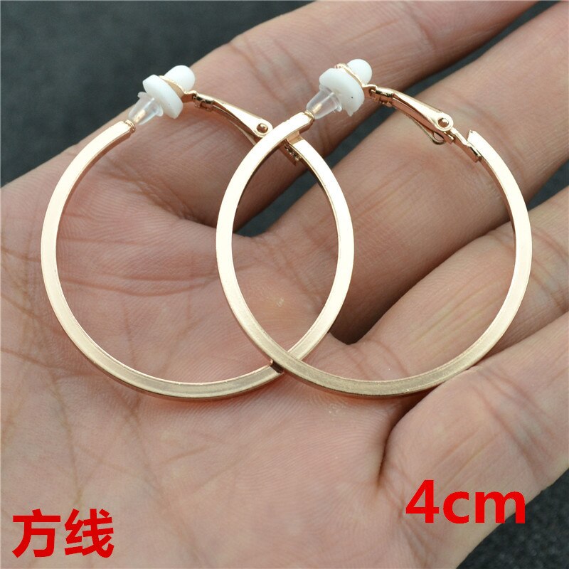 Große kleine Gold kreis Quadrat linie Runde Clip auf sterben ohr Ohrringe Band für frauen mit kissen Pad Nicht durchbohrt Ohrringe: Rose Gold Clip 4cm