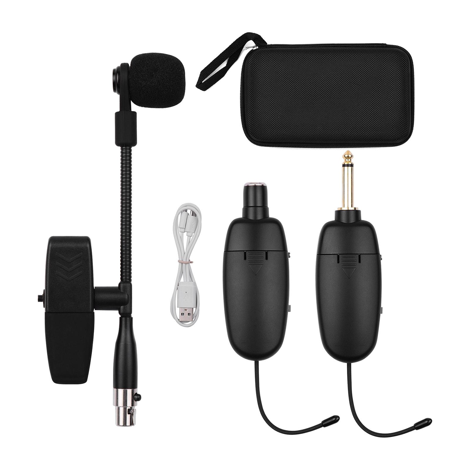 UHF Wireless Clip on Instrument Microphone for Saxophone Trumpet