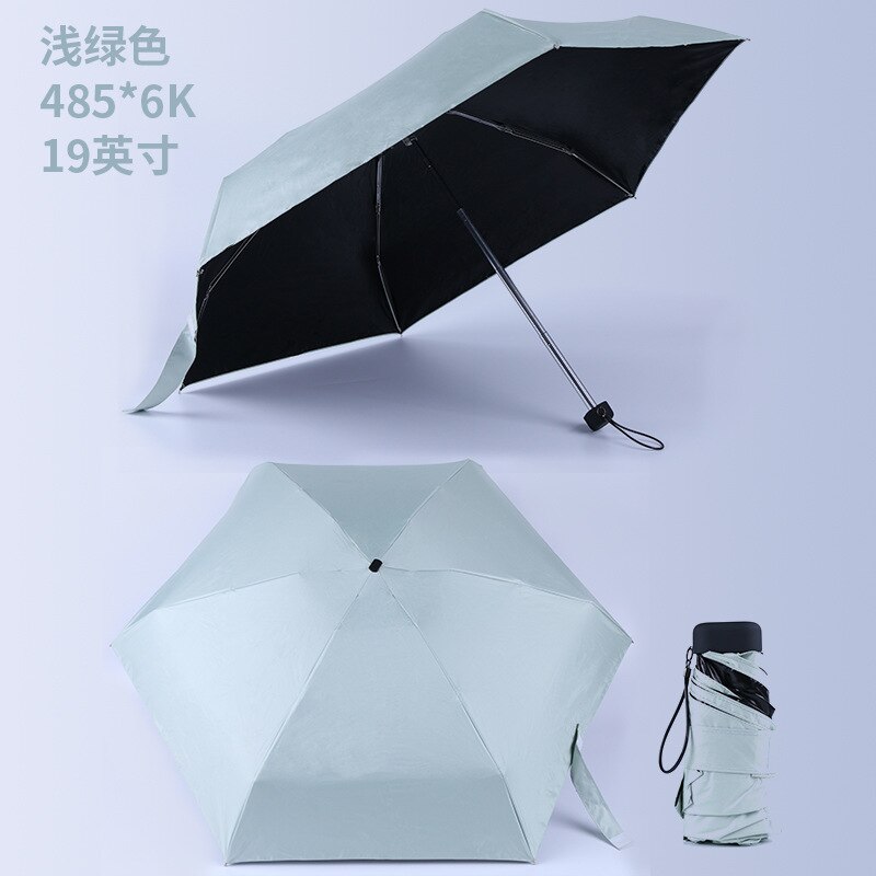 Mini 5 Folding Umbrella Rain Women Parasol Cute Umbrella Parapluie As Novelty Protection Windproof Folding Umbrella: Light Green