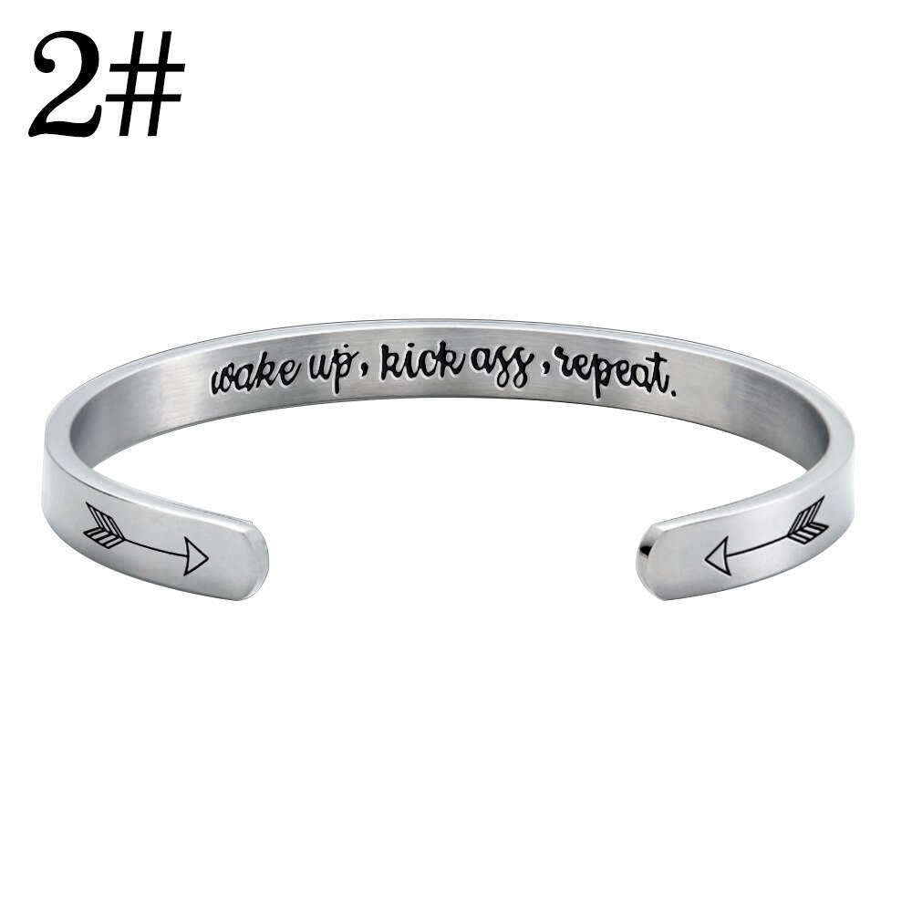 Nuovi braccialetti del braccialetto del polsino della superficie di larghezza di 6mm per le donne uomini argento acciaio inossidabile ispiratore continua andare braccialetti regali gioielli: 2