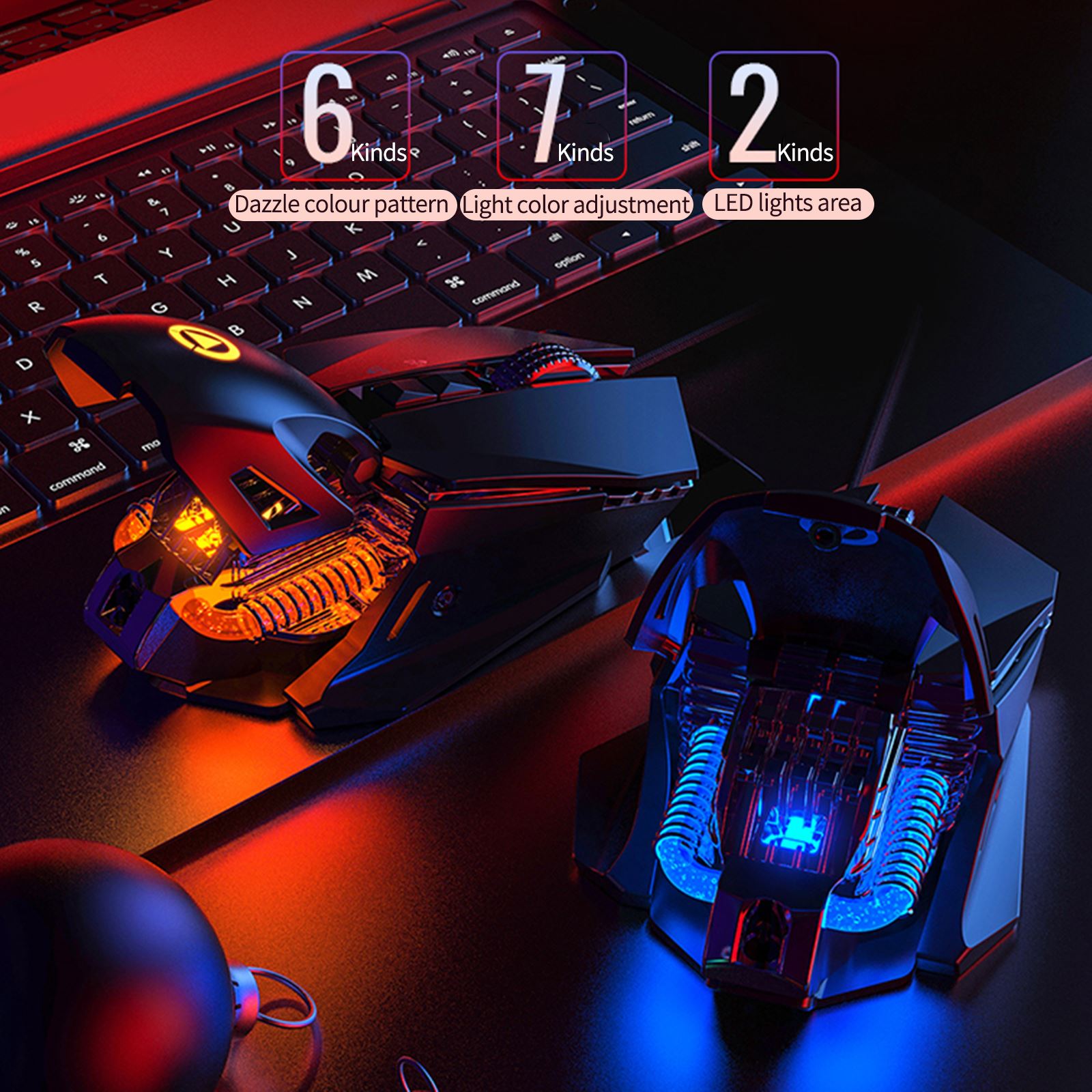 E-Sports Mouse 7200 DPI Wired Gaming Mouse For PC Laptop Laptop Home Office Gaming Mouse With Brushed Metal Bottom Plate