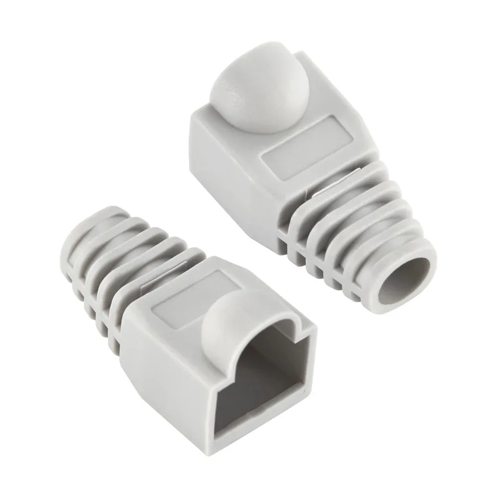 20/50/100 stuks gemengde kleuren cat 5e cat 6 rj45 ethernet netwerkkabel trekontlastingshoezen kabelconnector stekkerafdekking: Grijs / 1.8m
