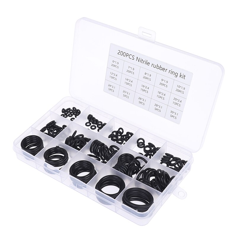 200Pcs Rubber O-Ring Washer Assortiment Set Hydraulische Sanitair Pakking Kit