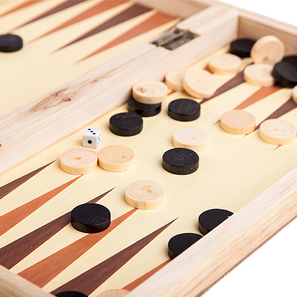 Houten Opvouwbare Schaakbord Schaakstukken Schaakstuk Backgammon Checkers Indoor Reizen Schaken 3 In 1 Schaakspel Houten Schaakspel