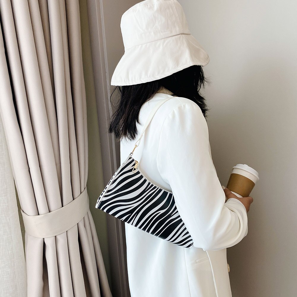 Ebene Zebra Kuh aufbringen Tote Taschen Frauen Kupplung Handtaschen lässig PU Leder Weibliche Unterarm Schulter Bote Tasche