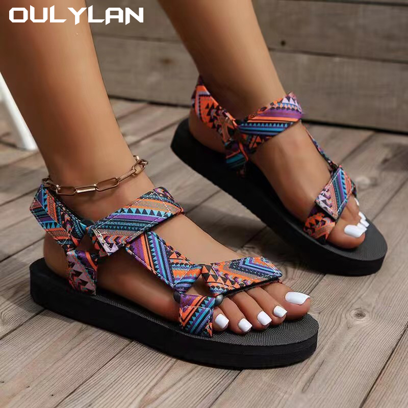 Oulylan Cute Rope Sandals for Women Comfort Gladiator Summer Platform Flat Sandals Women Light Non-slip Beach Shoes