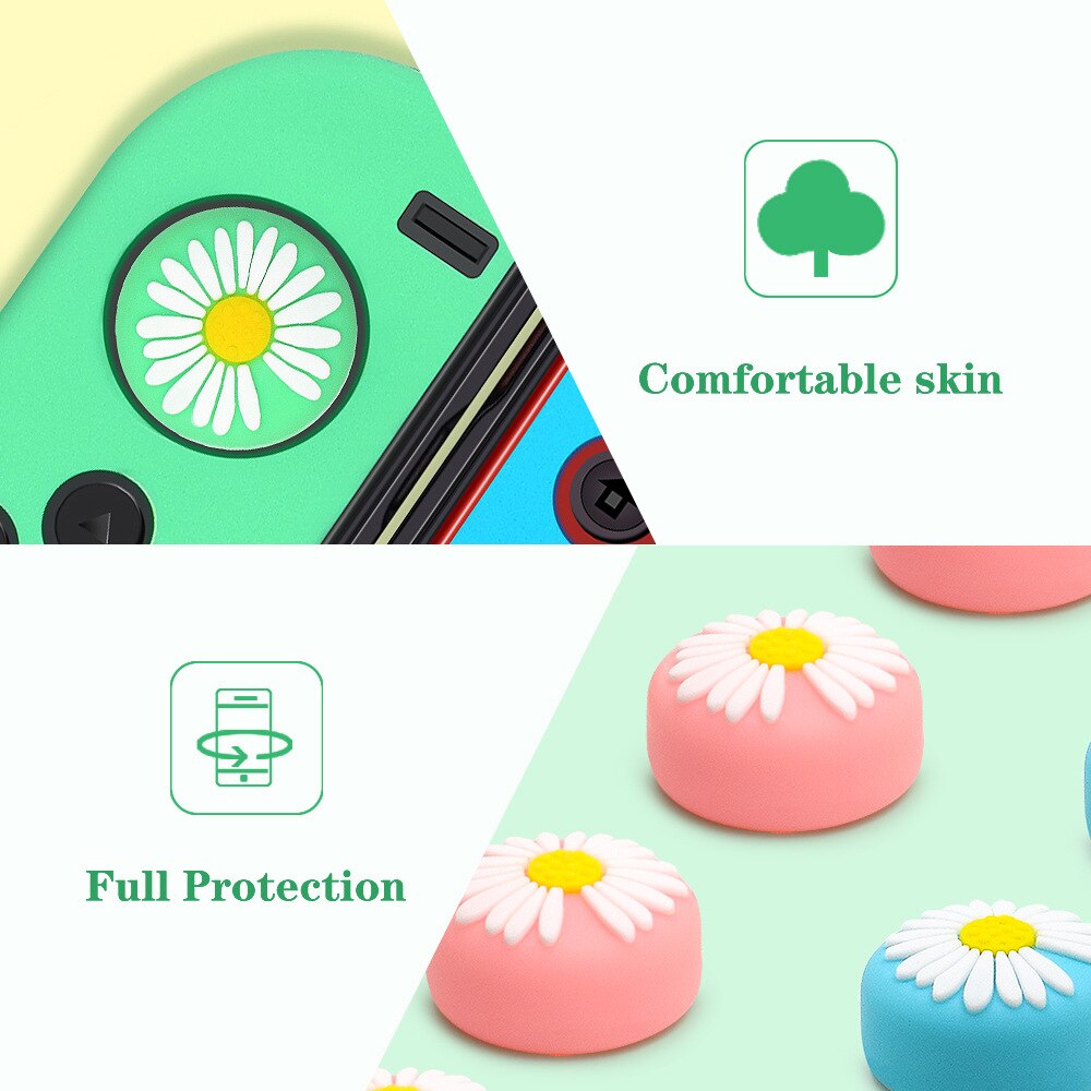 Cute Chrysanthemum Humb Grip Cap Animal Crossing Rocker Caps JoyCon Joystick Cover Shell For Nintendo Switch Accessories