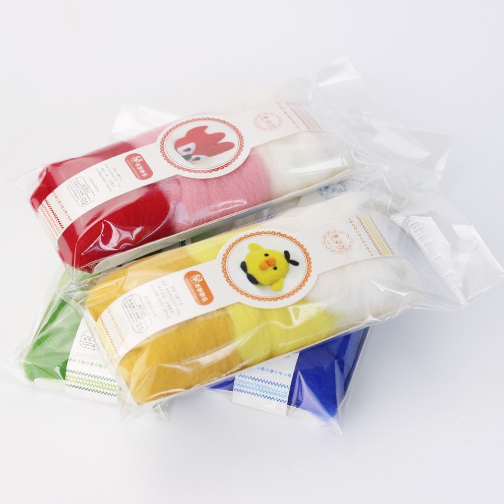 Easyhandmade Basic Color Wool Felt Poke DIY Package Needle Felting Kit Diy Craft Kits for Adults Kids Assembly