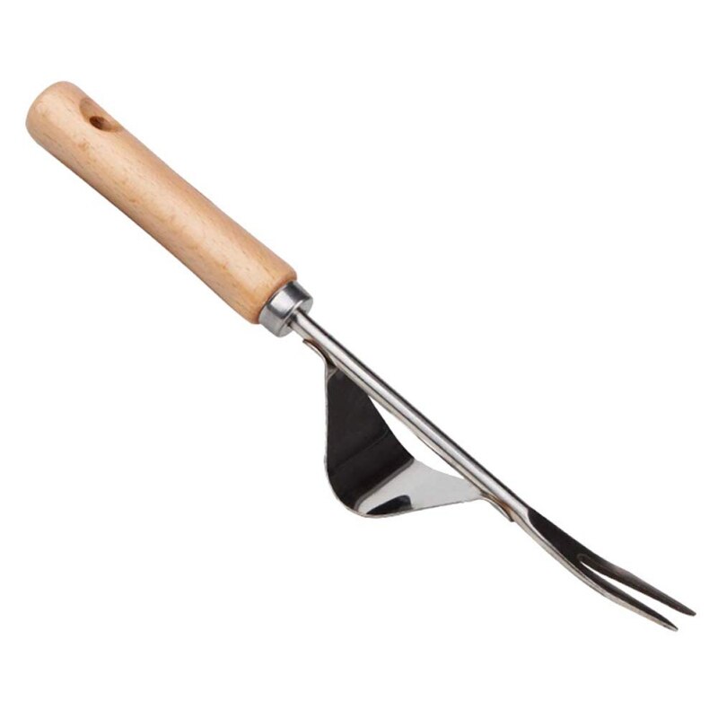 Garden Fork Wood Forked Head Hand Weeder Puller Patio Handle Garden Remove Weeds Shovel Garden Courtyard Trimming Tools
