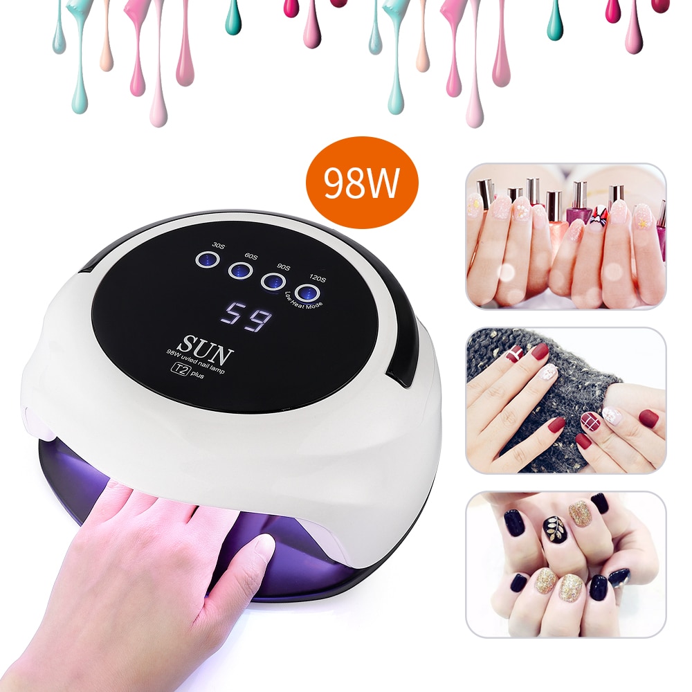 Lámpara UV grande de tipo lámpara de secador de uñas LED, gran espacio para uso en manos y pies, secado rápido, 98W 42 LED