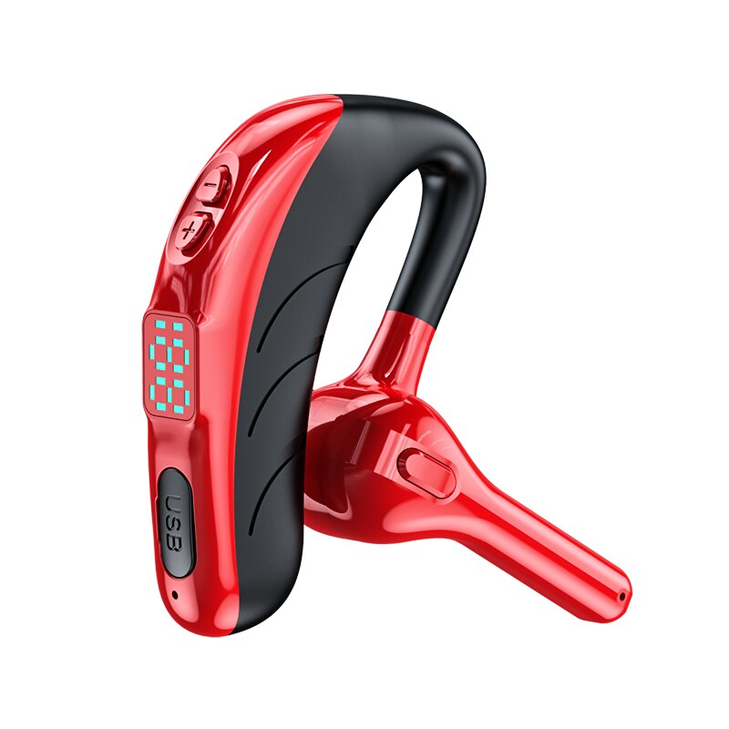 X13 Bluetooth Enkele Oortelefoon Led Display Lange Standby Zaken Draadloze Hoofdtelefoon Sport Ruisonderdrukking Game Headset Met Microfoon: Red