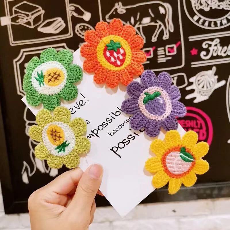 Dolce fiore frutta neonate clip di capelli a maglia colorata per bambini forcine Barrettes accessori per capelli per bambini