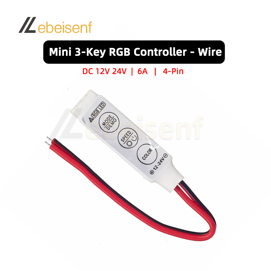Mini-RGB-Controller, DC 12 V, 24 V, 6 A, Mikro-3-Tasten-LED-Dimmer für Konstantspannung, PWM, 3-Kanal, bunte Streifenlicht-Dimmsteuerung: hellgelb