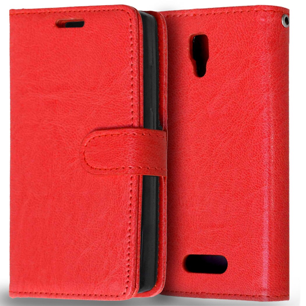 For Lenovo A2010 Phone Bag Book Cover Wallet PU Leather Bag Flip Case For Lenovo A Angus2 Phone Skin Case With Card Holder: Red