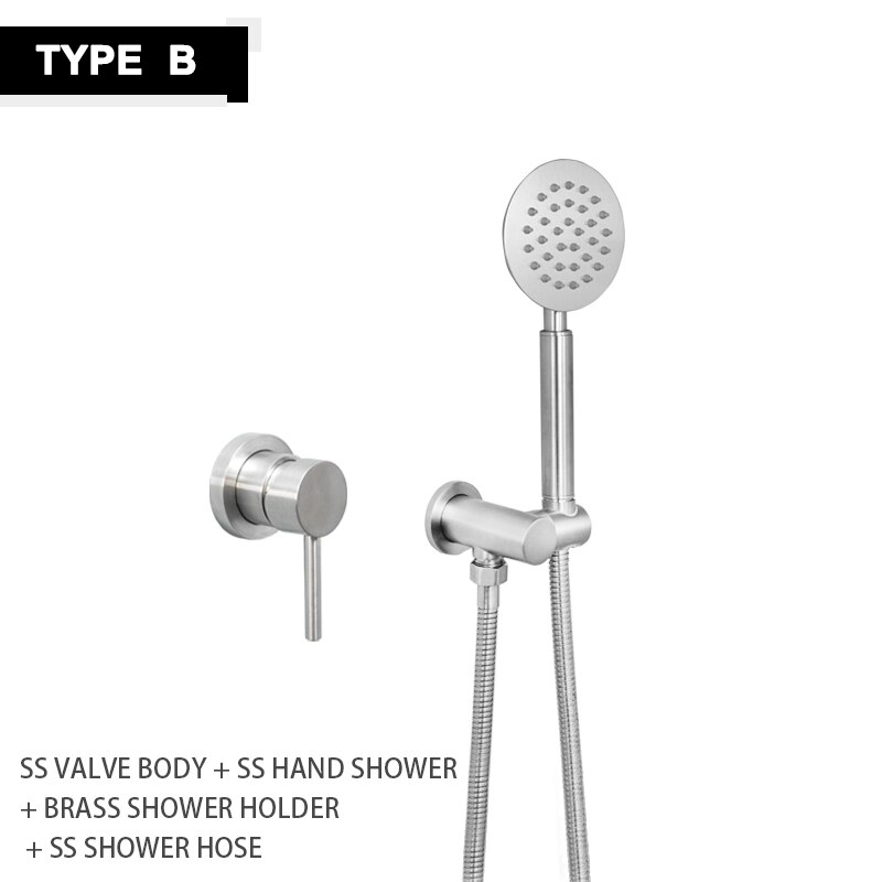 Bathroom Handheld Shower Head with Extra Long Hose and Brass Bracket Stainless Steel Brushed Shower Wall Hand Shower Faucet Set