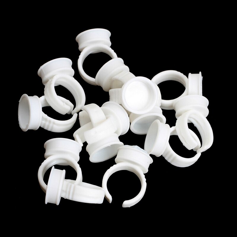 100Pcs Plastic Wit Tattoo Inkt Ring Voor Wenkbrauw Permanente Make Medium Size Tattoo Inkt Houders Container Cup Tattoo Supplies