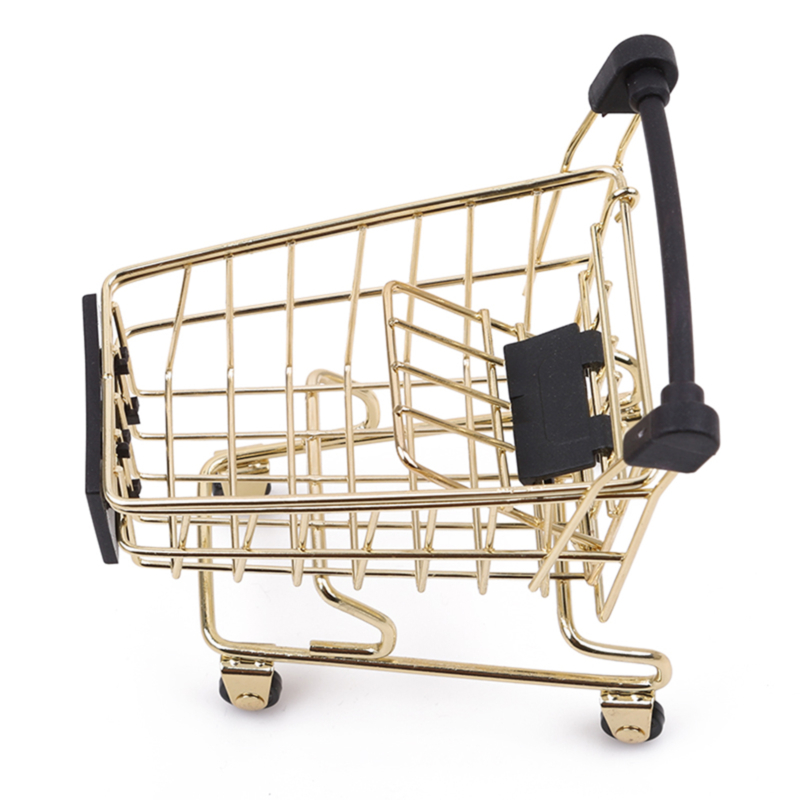 Storage Basket Simulation Mini Shopping Cart Supermarket Trolley Debris Storage Boxs Mini Supermarket Handcart Toy