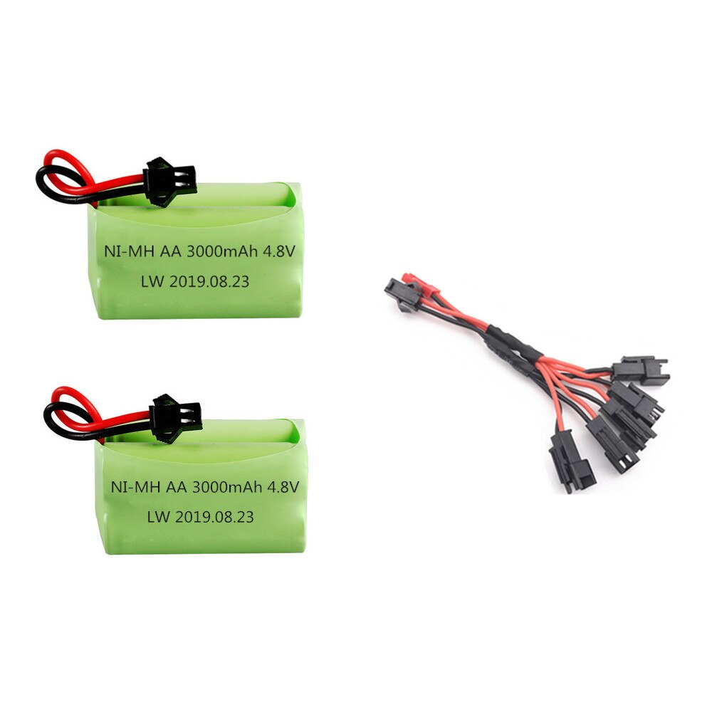 4.8 V 3000 Mah Batterij En Oplader Voor Rc Speelgoed Auto 'S Tanks Robots Boten Guns 4 * Aa 4.8 V 2400 Mah Oplaadbare Batterij: Black