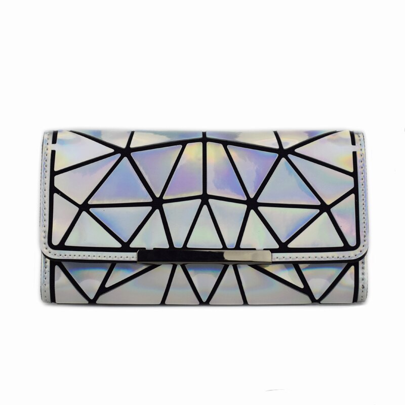 Womens Long Wallet Clutch Luminous Geometric Standard Wallets Purse Women Hologram Zipper Wallet Bag Card Holder: Colorful Tri-fold