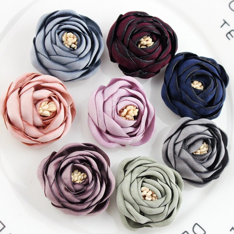 Flor de Camelia con borde quemado, accesorio para el pelo de vacaciones, boda, # FL2020004