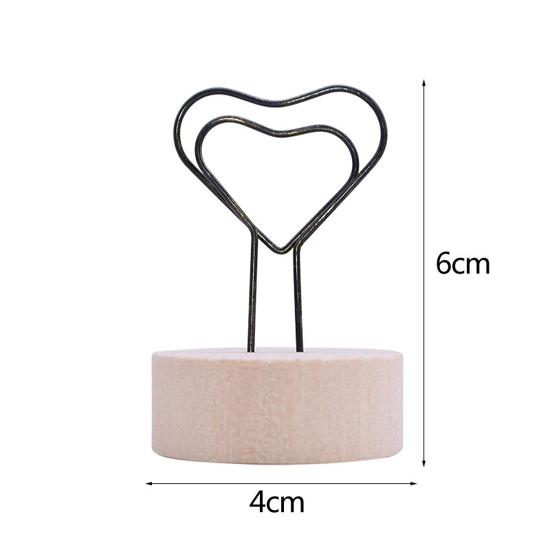 Note porte-carte Photo créative à Clip en bois, cœur en bois, étoile, arbre à fleurs, poisson, voiture, ornement de bureau de mariage: B01