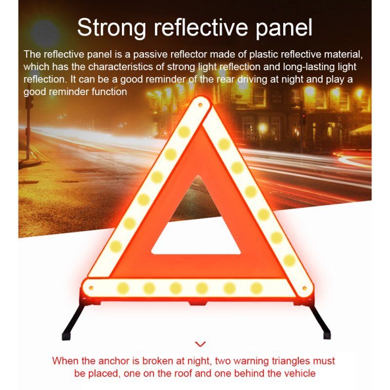 Reflective warning triangle Sign For Emergency Safety On The Roadside Of Cars, Foldable