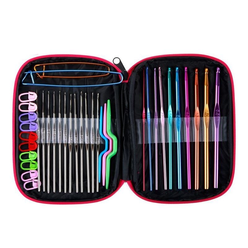 Morain Kit 107 Crochets à Crochet Ergonomiques + Étui - Accessoires Tricot Complet Pour Débutants, Sacs, Gants, Chaussettes