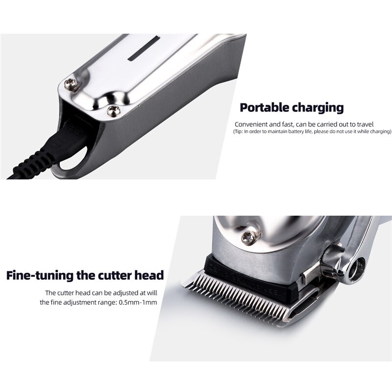 Hair Clipper Men Rechargeable Powerful Hair Trimmer Haircut Cordless Electric Hair Cutting Machine Adult Kid Cutter