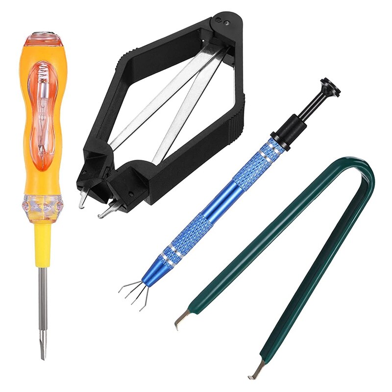 4 Pcs Ic Chip Remover Tool Ic Plcc Chip Extractie Tool Extractor Puller 4-Klauw Gaffel Grabber Switch Test potlood Tool