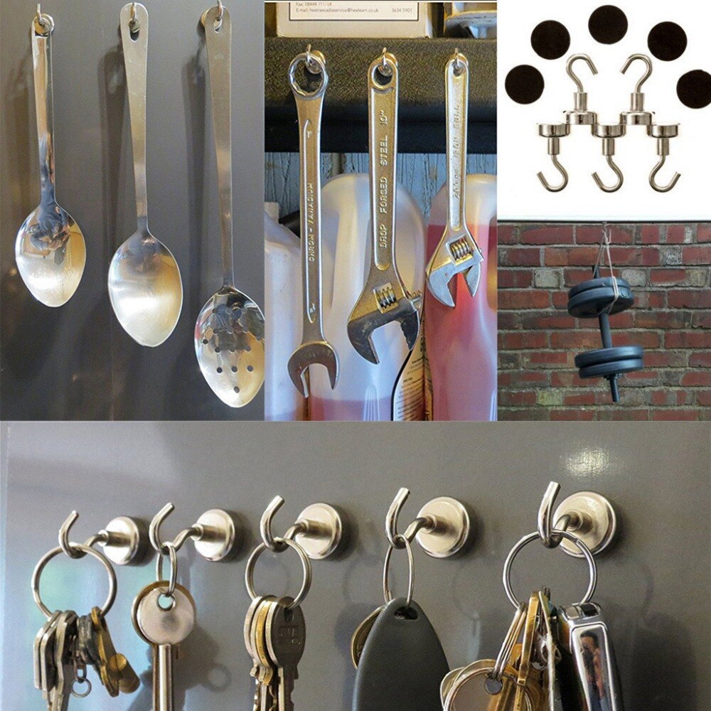 1pcs Magnetic Hooks Powerful Heavy Duty Neodymium Magnet Refrigerator Surfaces Not Scratch For @Q