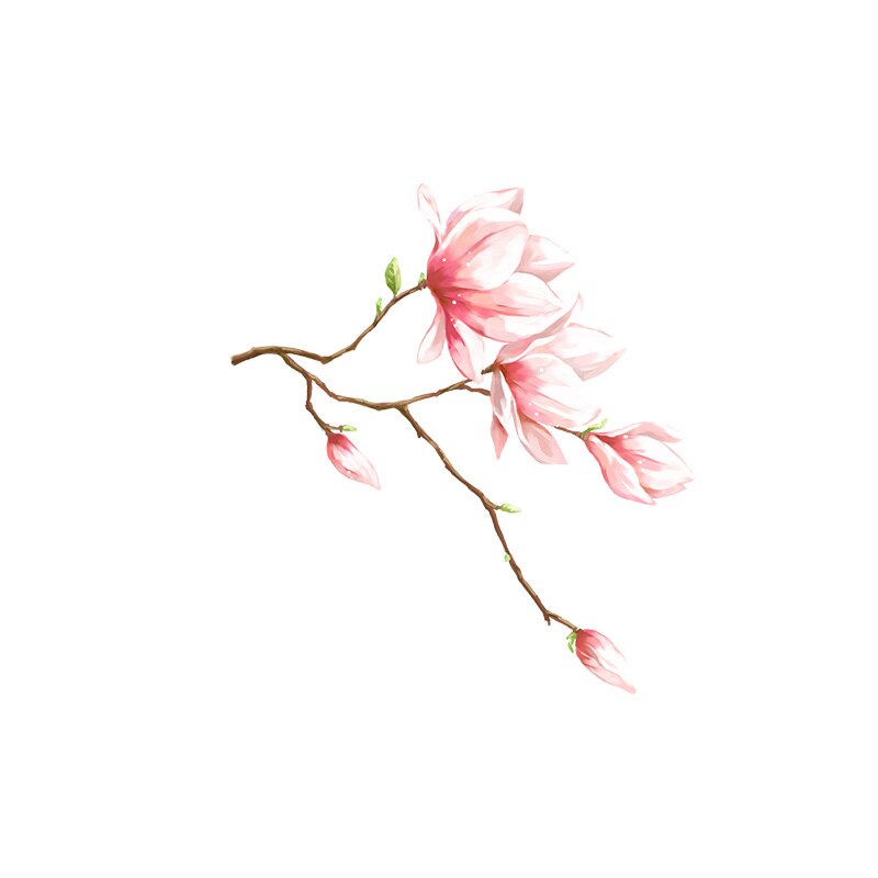 Yoja 21.6*23.7cm fantasy tegneserie rosa magnolia blomst soverom veggdekor hjem wc toalett klistremerke  t1-0641