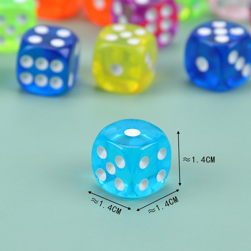 10PCS Colors Dice Acrylic 6 Sided Round Corner Digital Dice For KTV Bar Club Party Family Games