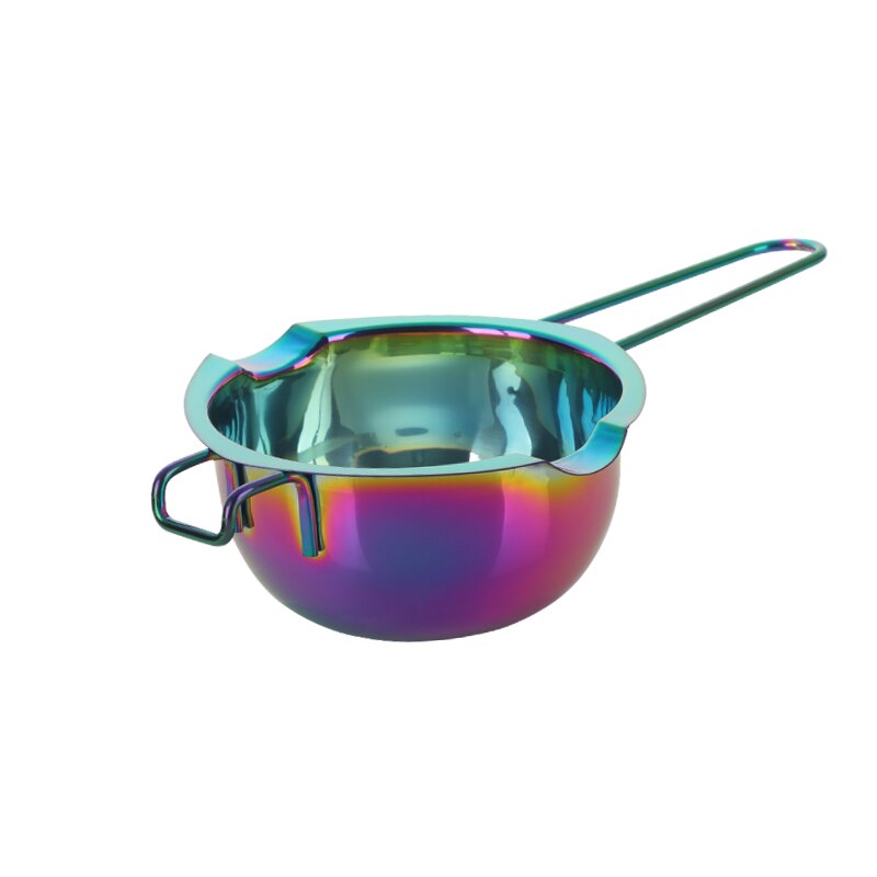 Stainless Steel Chocolate Melting Pot For Candy Candle Making Long Handle Wax Butter Heating Melting Bowl Dessert Baking Tools: Rainbow No.0