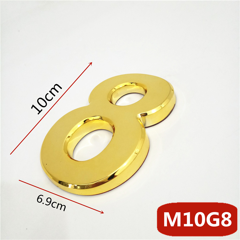 10cm 3D duży rozmiar nowoczesny dom numer drzwi hotelowe płyta adres domowy skrzynka pocztowa numery cyfry naklejki znak 0-9 złoty kolor: 8 / Qty 2pcs