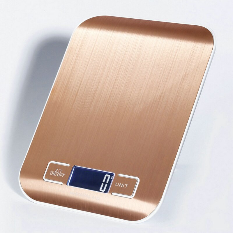 LCD Electronic Kitchen Scales balance Cooking Measure Tools Digital Stainless Steel 10KG/1g digital Weighing Food scale: Rose Gold